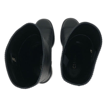 Chanel CC Logo Leather Boots 38C Black — view 4