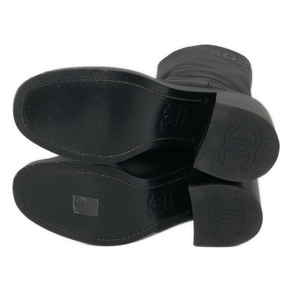 Chanel CC Logo Leather Boots 38C Black — view 5