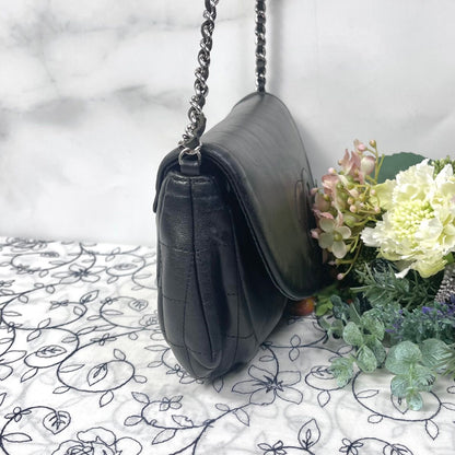 Chanel Half Moon Lambskin Chain Shoulder Bag Black — view 6
