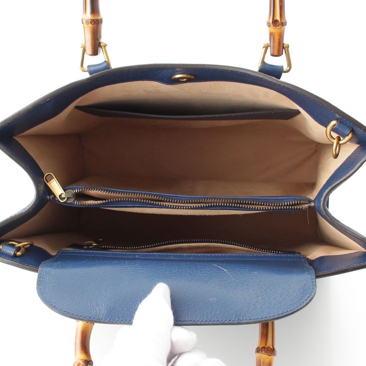 Gucci Diana Bamboo Handle 2-Way Handbag Blue — view 6