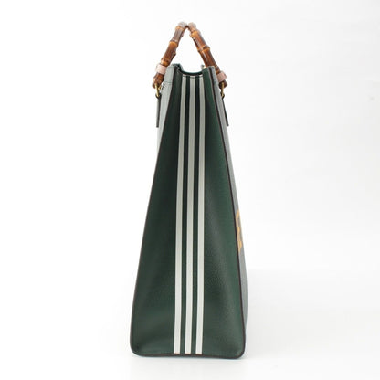 Gucci Adidas Diana Large Bamboo Tote Shoulder Bag Green — view 3