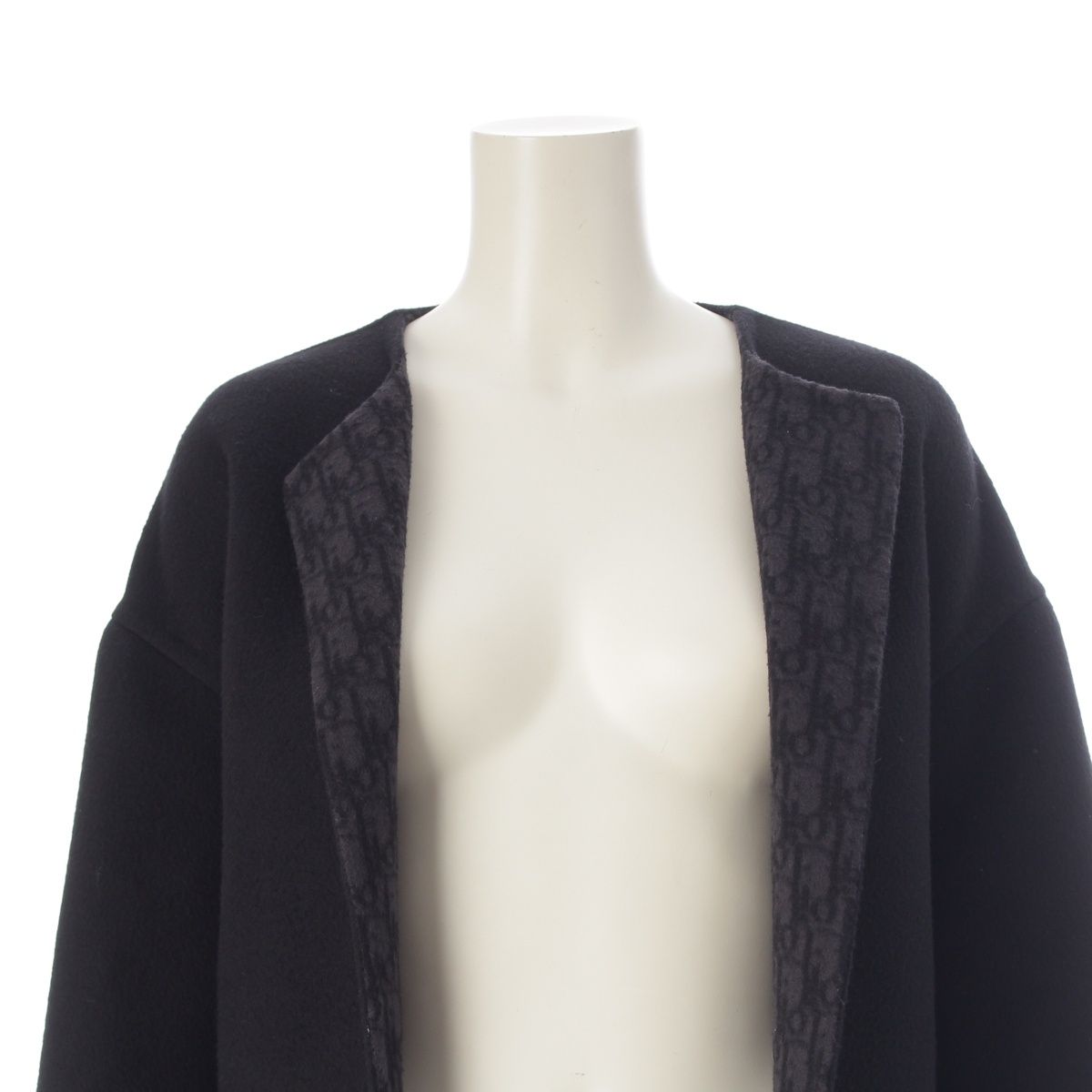 Dior Wool Silk Oblique Coat Black 36 — view 6