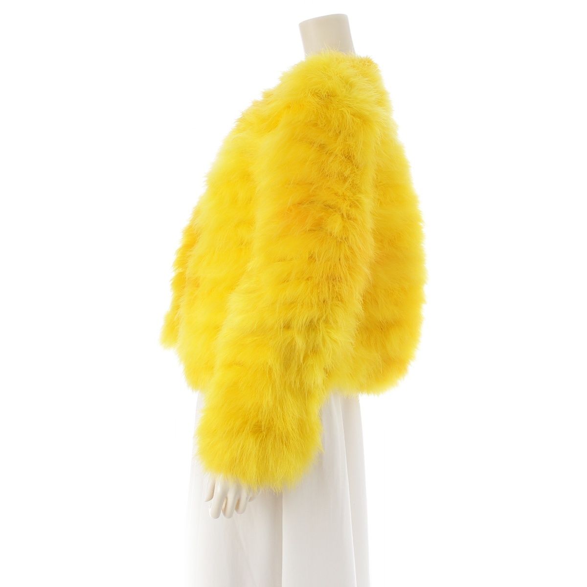 Gucci Short Sleeve Marabou Down Tom Ford Era Fur Jacket Yellow 38 — view 3