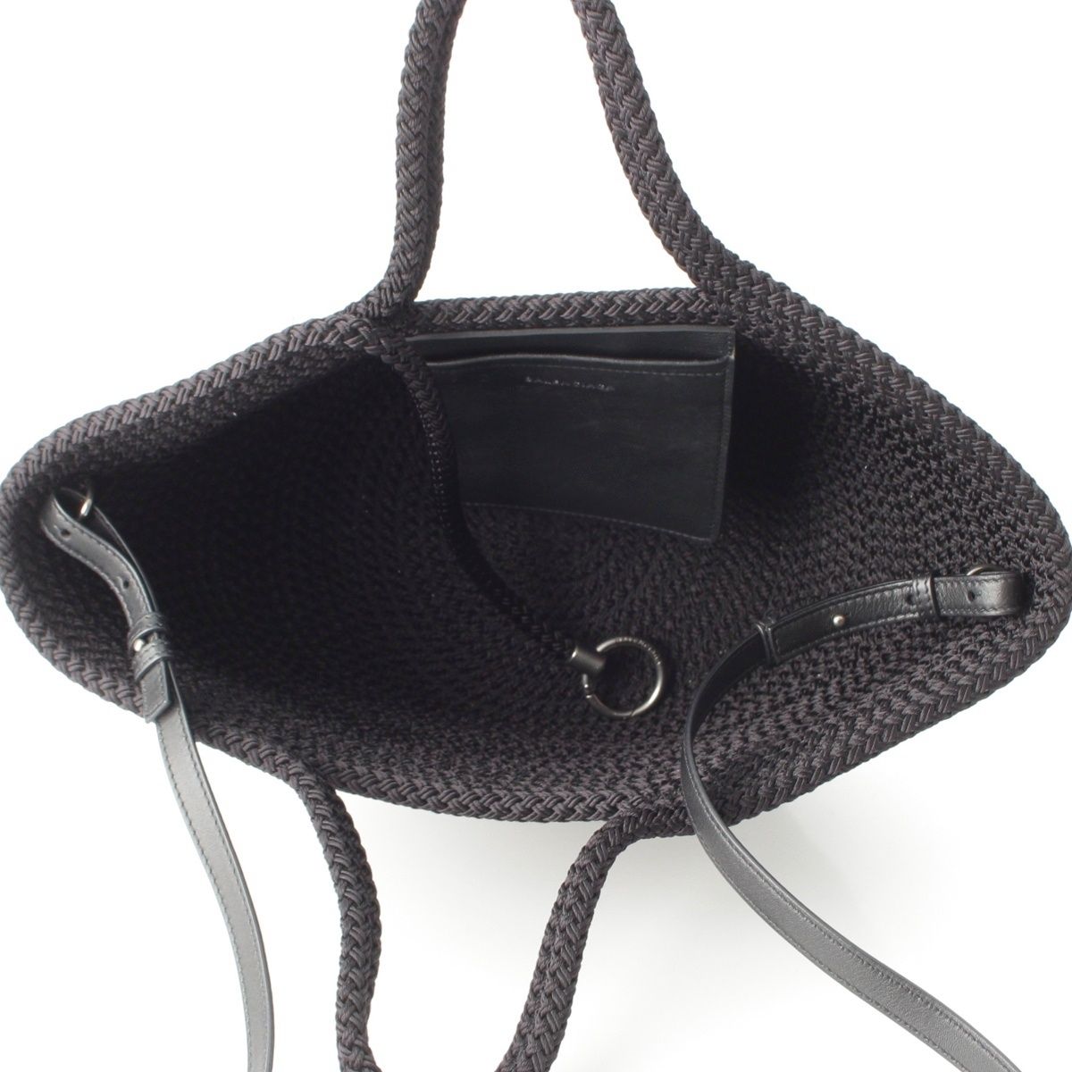 Balenciaga Ibiza Medium Raffia Basket 2-Way Shoulder Handbag Black — view 6