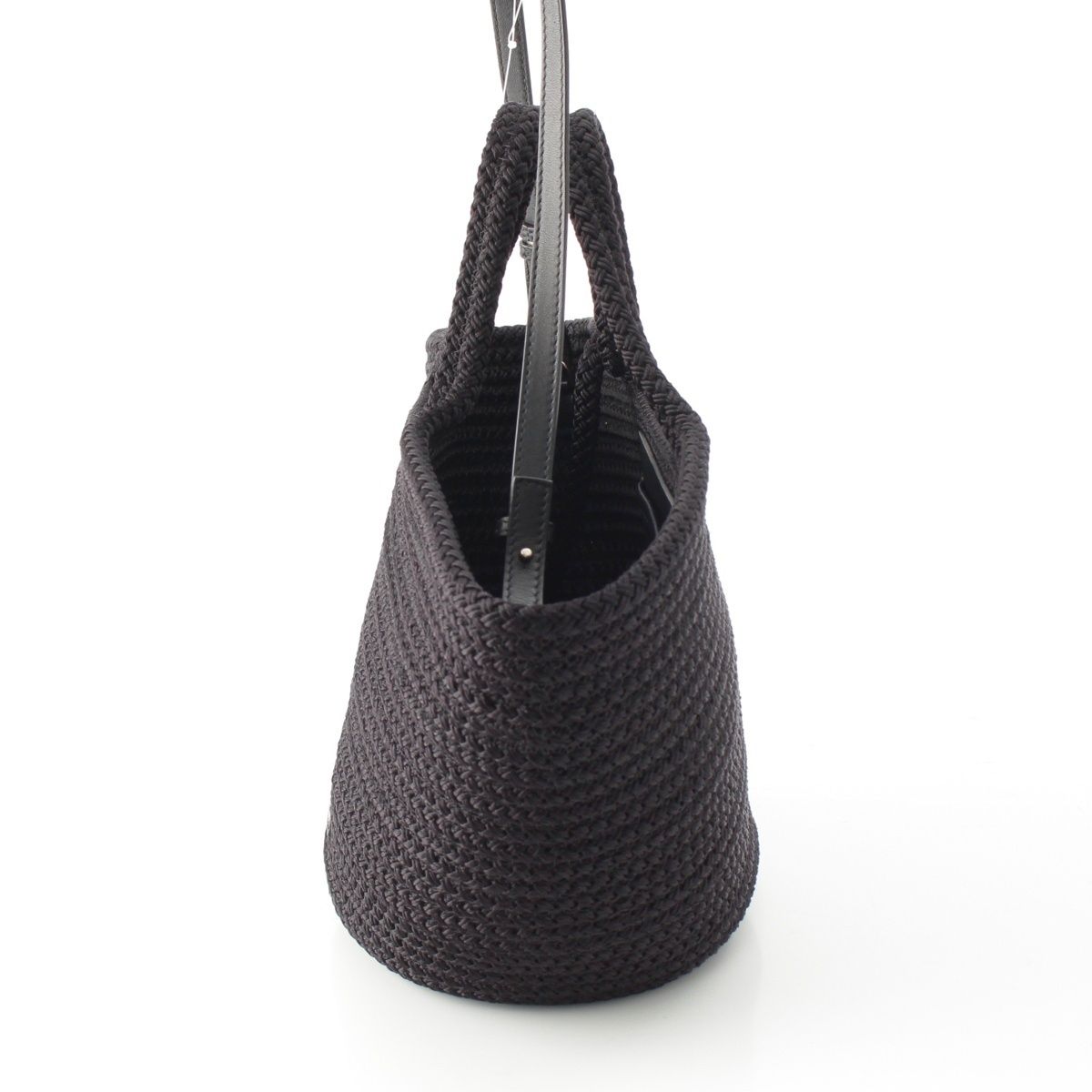 Balenciaga Ibiza Medium Raffia Basket 2-Way Shoulder Handbag Black — view 3