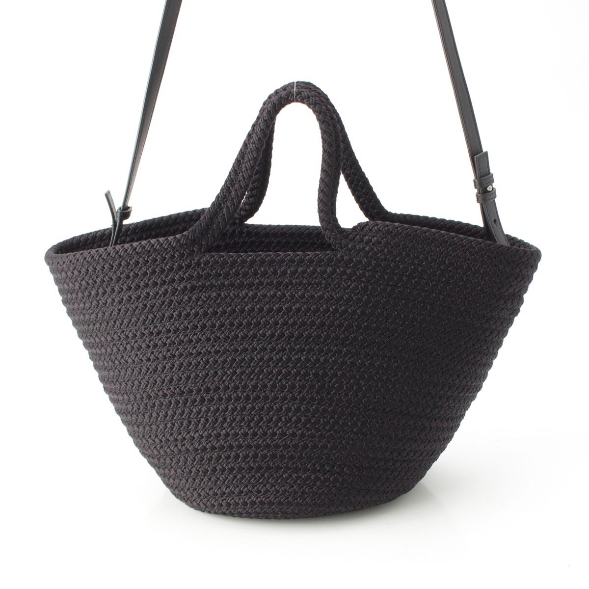 Balenciaga Ibiza Medium Raffia Basket 2-Way Shoulder Handbag Black — view 4