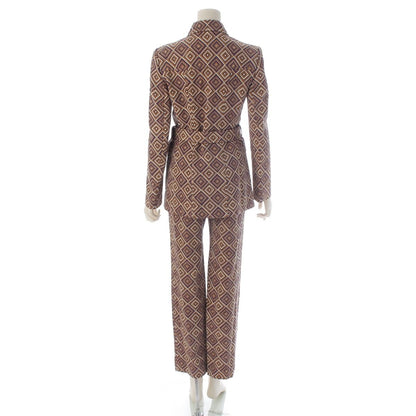 Prada Vintage Wool All Over Print Jacket Pants Set Brown Purple 38 — view 4
