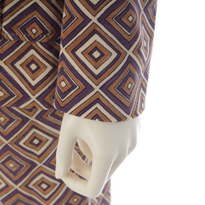 Prada Vintage Wool All Over Print Jacket Pants Set Brown Purple 38 — view 7
