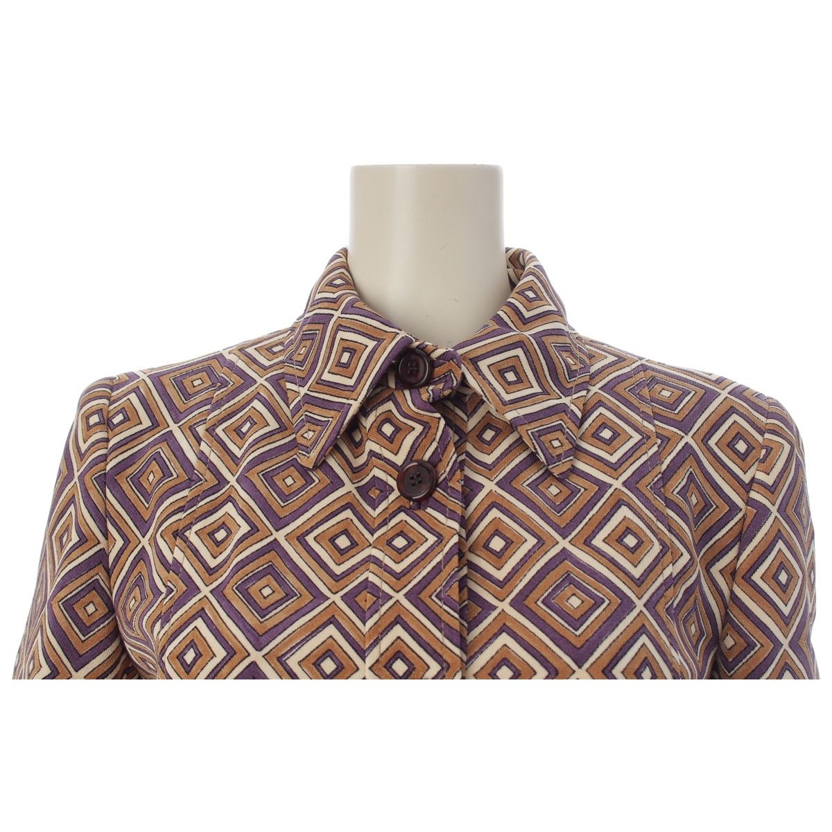 Prada Vintage Wool All Over Print Jacket Pants Set Brown Purple 38 — view 5