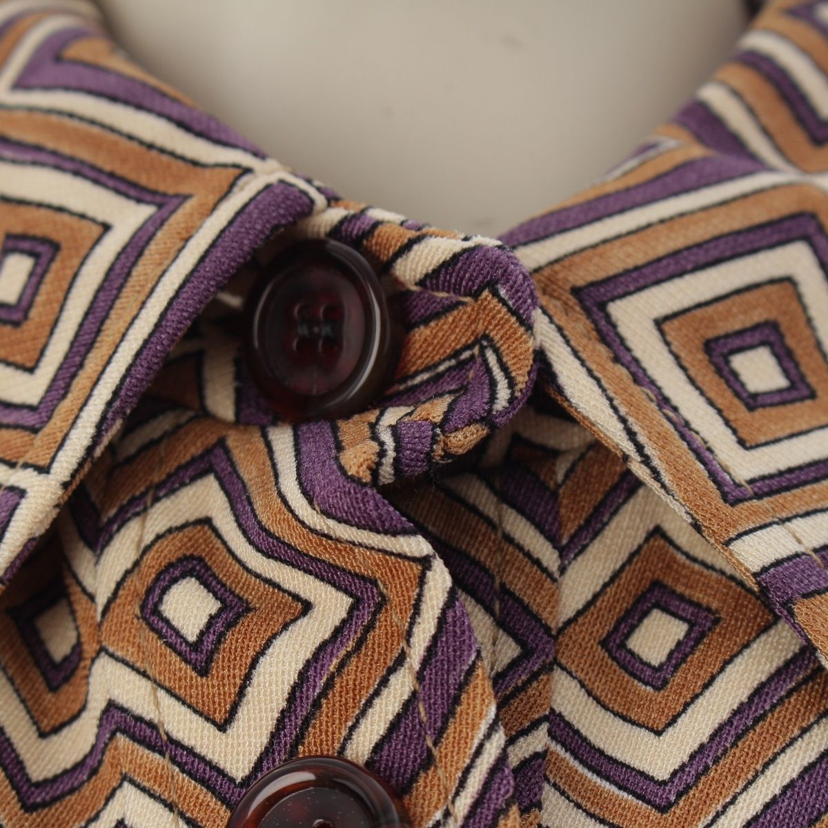 Prada Vintage Wool All Over Print Jacket Pants Set Brown Purple 38 — view 8