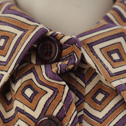 Prada Vintage Wool All Over Print Jacket Pants Set Brown Purple 38 — view 8
