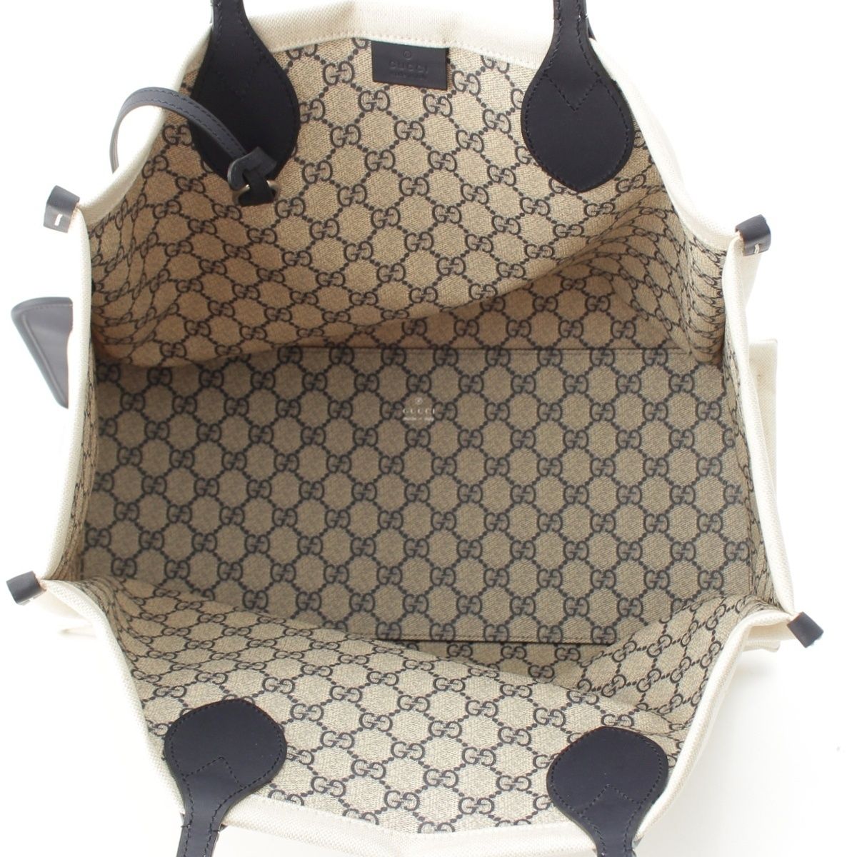 Gucci GG Supreme Canvas Logo Print Tote Ivory — view 6