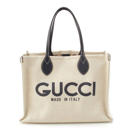 Gucci GG Supreme Canvas Logo Print Tote Ivory