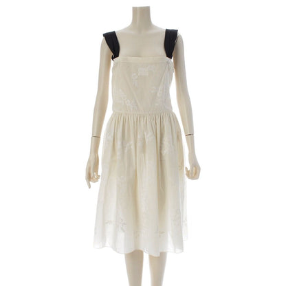 Miu Miu Logo Embroidery Floral All Over Print Baptiste Dress Off White Black 38