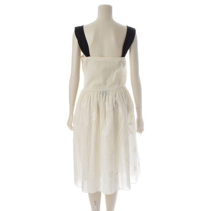 Miu Miu Logo Embroidery Floral All Over Print Baptiste Dress Off White Black 38 — view 4
