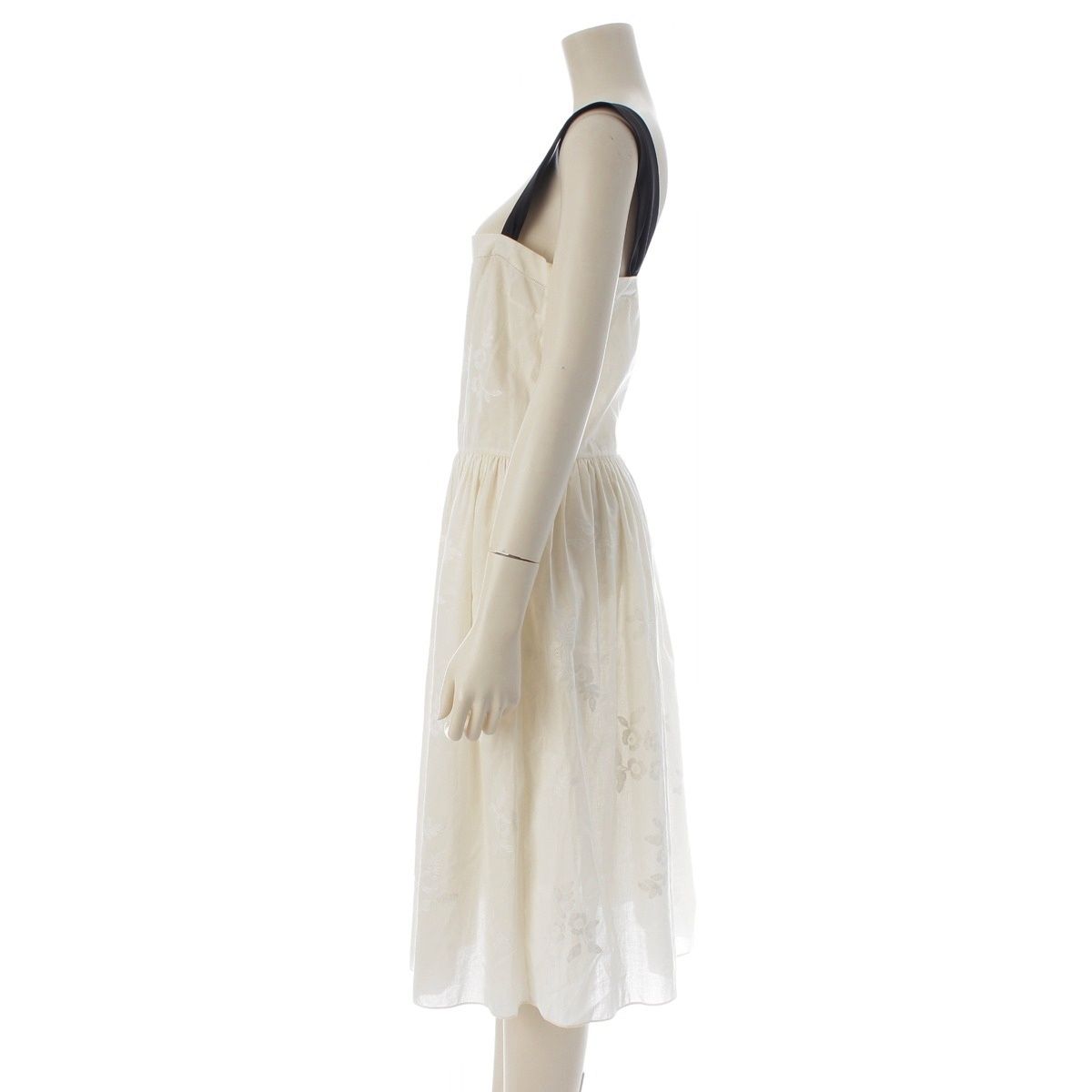 Miu Miu Logo Embroidery Floral All Over Print Baptiste Dress Off White Black 38 — view 3