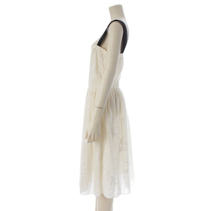 Miu Miu Logo Embroidery Floral All Over Print Baptiste Dress Off White Black 38 — view 3