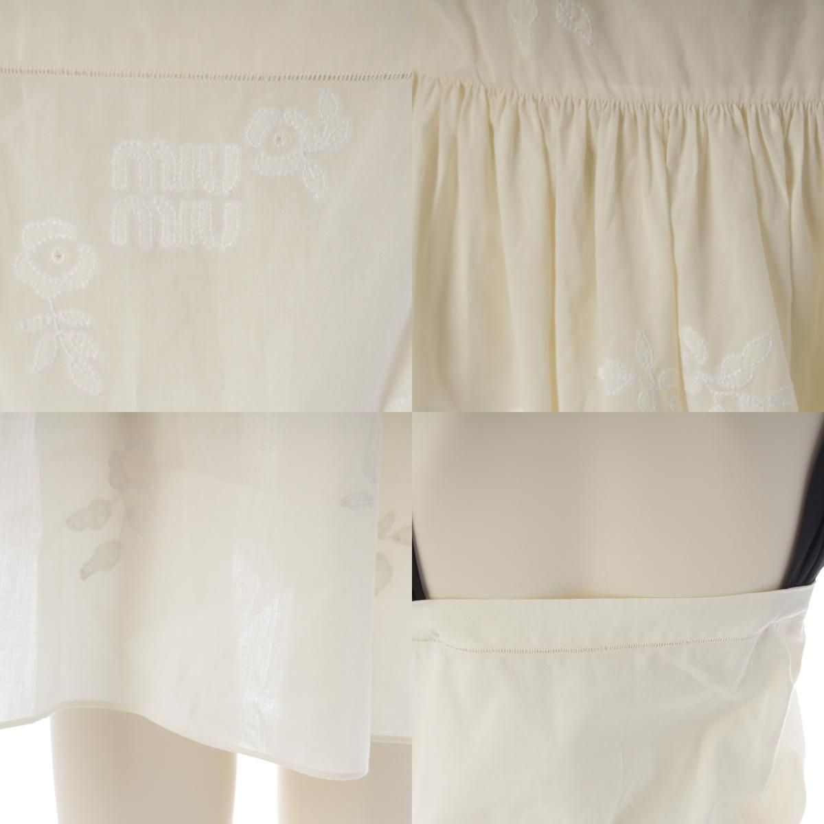 Miu Miu Logo Embroidery Floral All Over Print Baptiste Dress Off White Black 38 — view 8