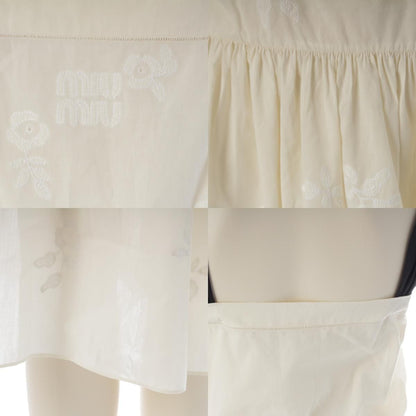 Miu Miu Logo Embroidery Floral All Over Print Baptiste Dress Off White Black 38 — view 8