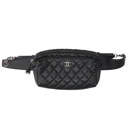 Chanel Quilted Silver Calfskin Leather Belt Bag