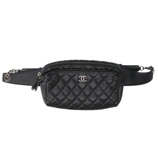 Chanel Quilted Silver Calfskin Leather Belt Bag