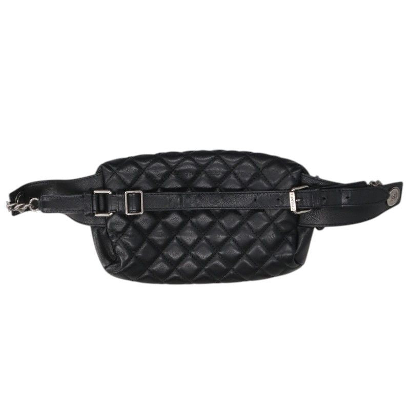 Chanel Quilted Silver Calfskin Leather Belt Bag — view 2