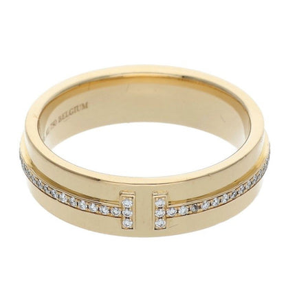 Tiffany & Co T 18k Yellow Gold Wide Diamond Ring