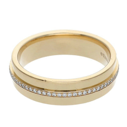Tiffany & Co T 18k Yellow Gold Wide Diamond Ring — view 2