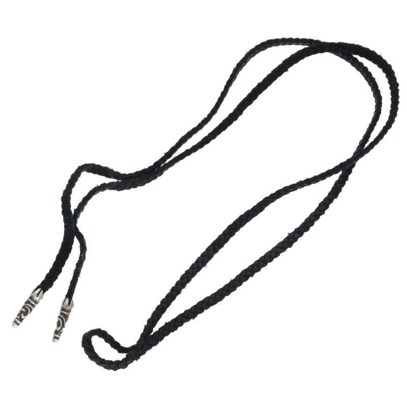 Chrome Hearts Leather Braid Scroll Blade Silver Necklace — view 2