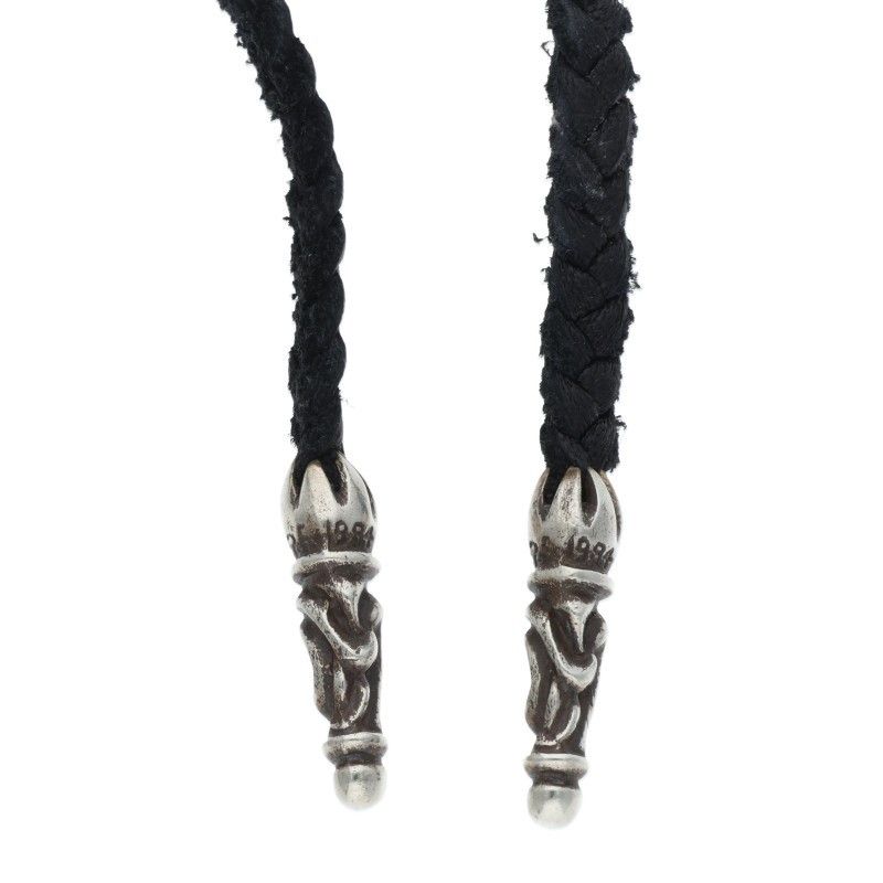 Chrome Hearts Leather Braid Scroll Blade Silver Necklace — view 3