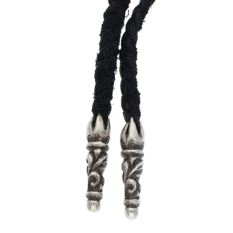 Chrome Hearts Leather Braid Scroll Blade Silver Necklace — view 4