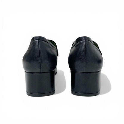 Gucci Loafers Leather Shoes Black Gold Horsebit Platforms — view 5