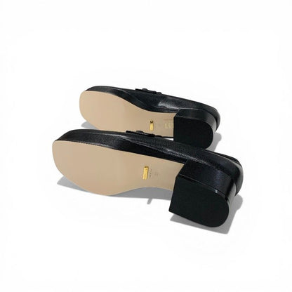 Gucci Loafers Leather Shoes Black Gold Horsebit Platforms — view 6
