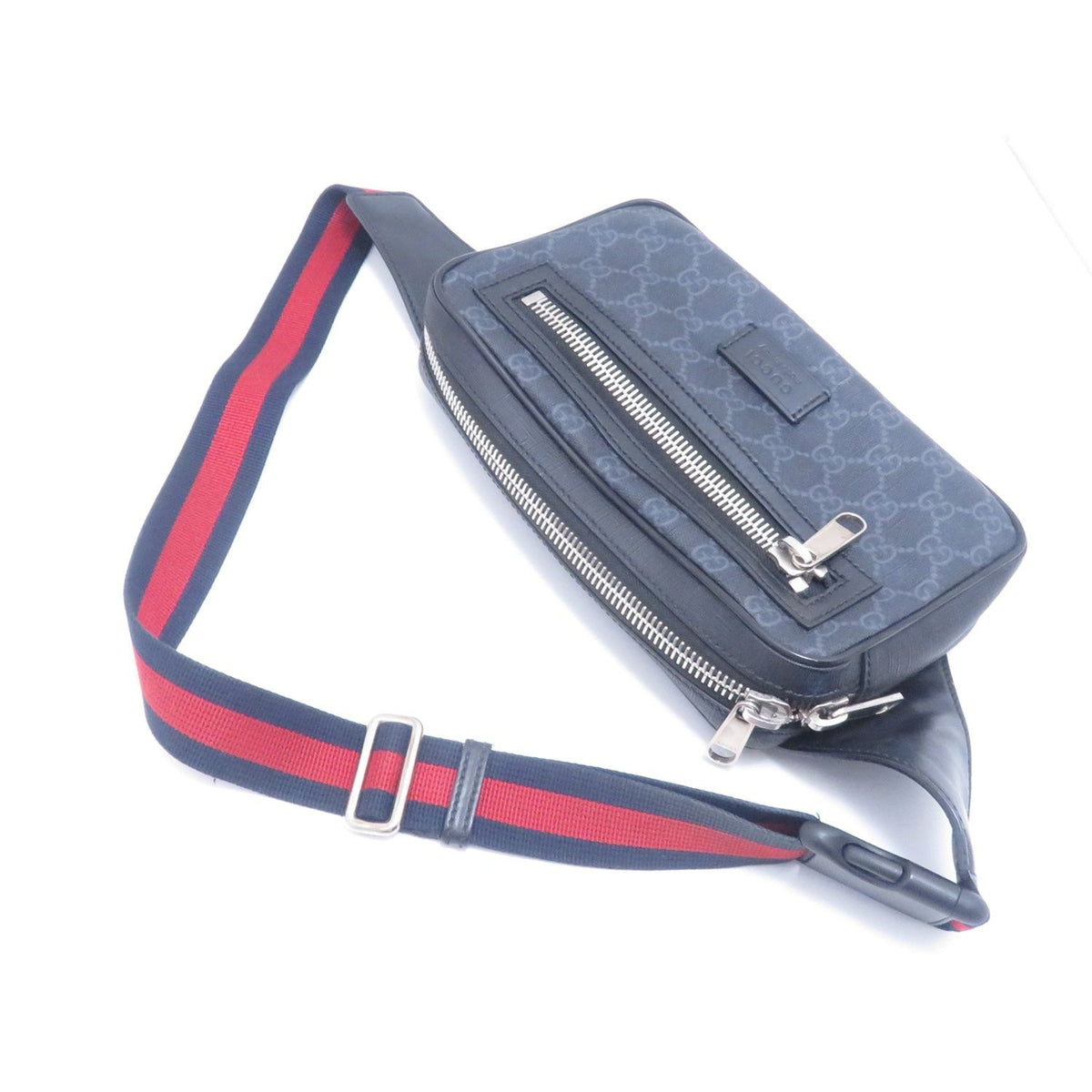 Gucci GG Supreme Waist Bag Black Leather Canvas — view 3