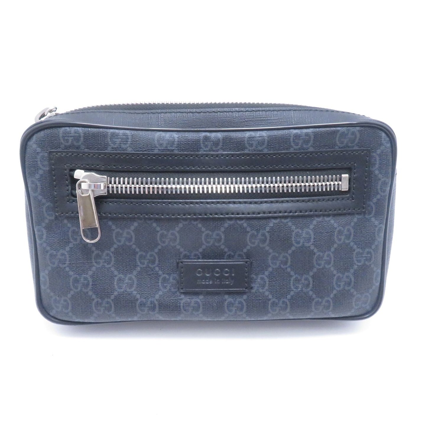 Gucci GG Supreme Waist Bag Black Leather Canvas