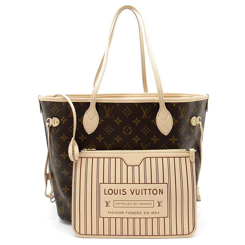 Louis Vuitton Neverfull Inside Out MM Monogram Leather Tote Sand