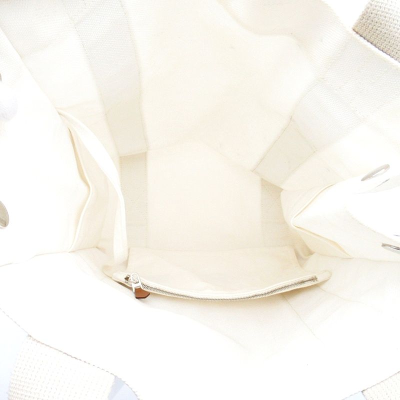 Hermes Sac de Plage Nomade PM Canvas Tote Beige White — view 7