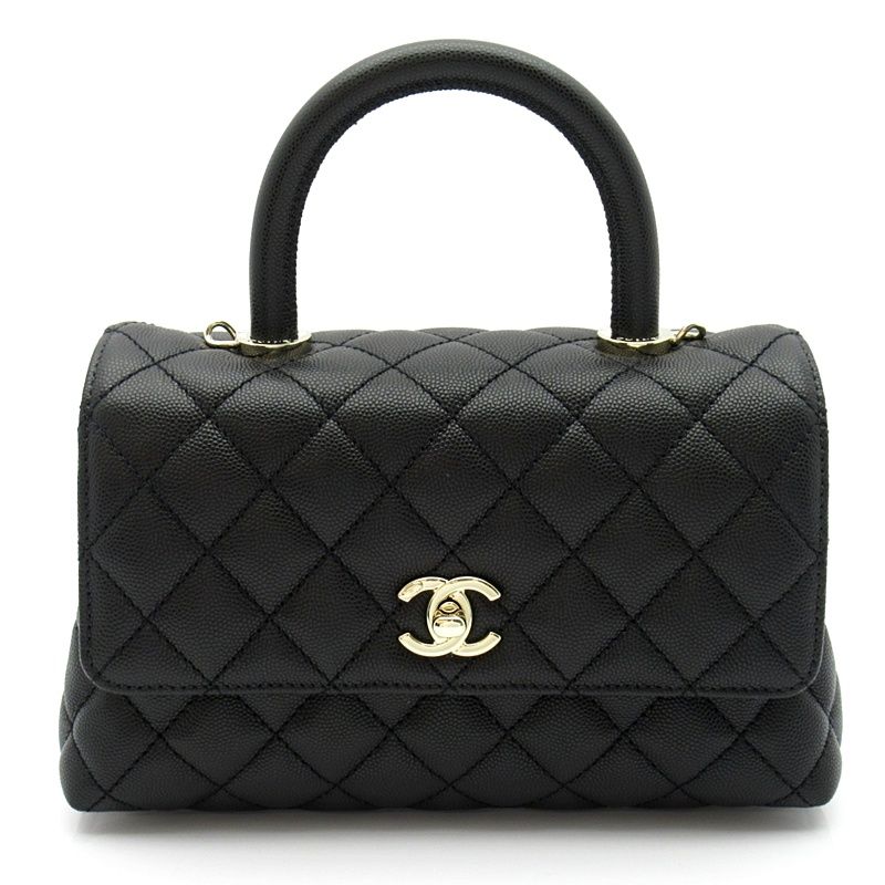 Chanel Coco Handle XS 2-Way Handbag Caviar Leather Black Medium