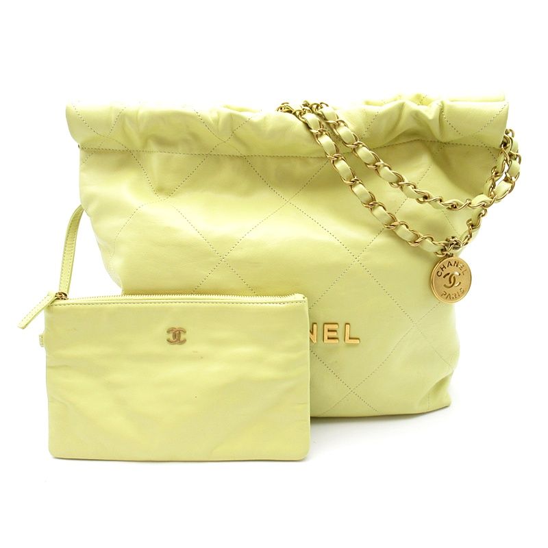 Chanel 22 Smallhandbag Calfskin Shoulder Bag Yellow