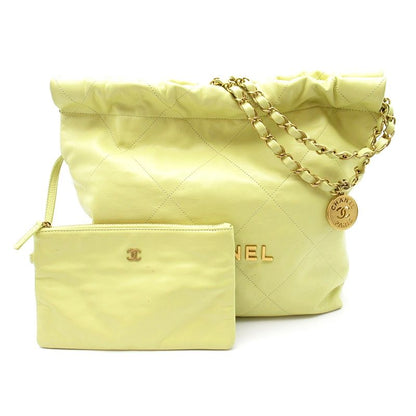 Chanel 22 Smallhandbag Calfskin Shoulder Bag Yellow