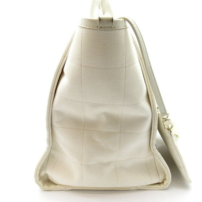 Chanel Deauville Line Tote GM Canvas Calfskin White — view 5