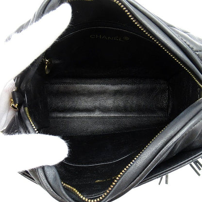 Chanel Fringe Chain Shoulder Bag Lambskin Black — view 7
