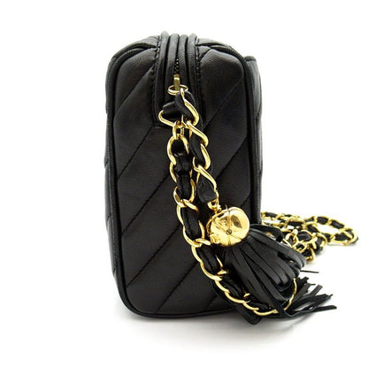 Chanel Fringe Chain Shoulder Bag Lambskin Black — view 5