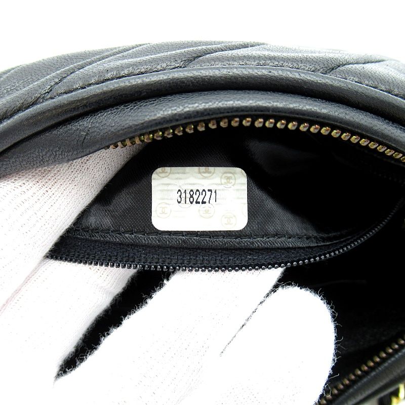 Chanel Fringe Chain Shoulder Bag Lambskin Black — view 8