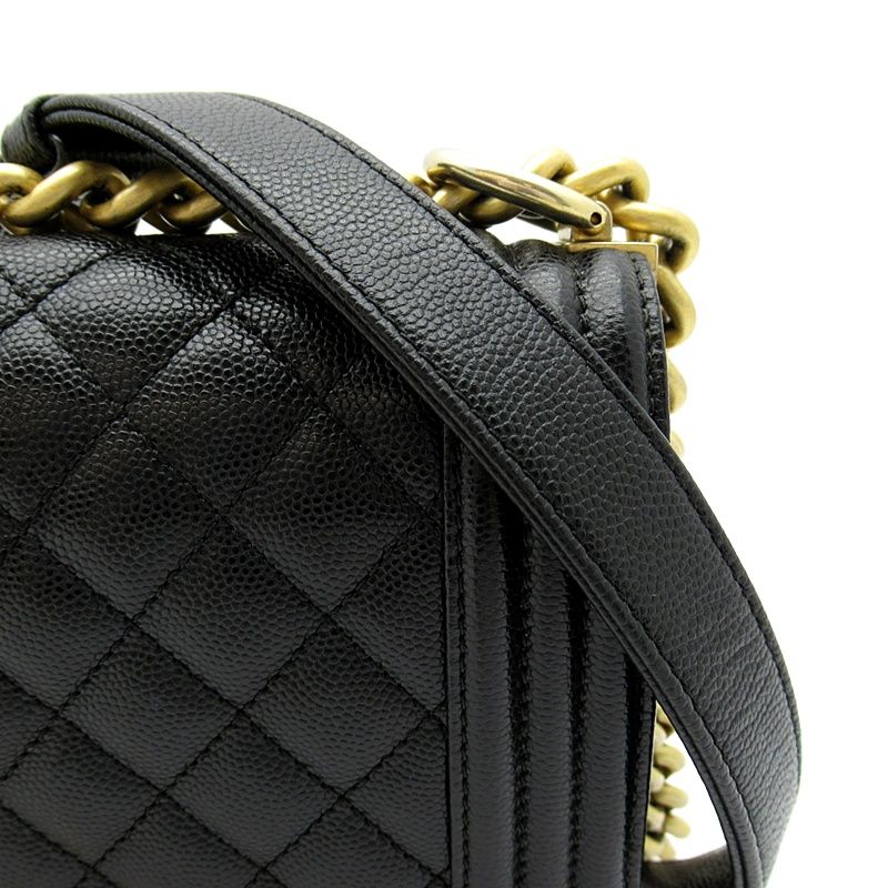 Chanel Boy Chain Shoulder Bag Caviar Leather Black — view 2