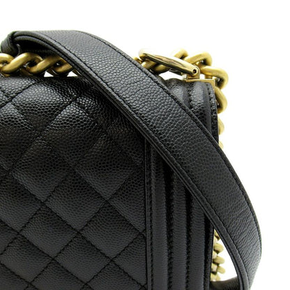 Chanel Boy Chain Shoulder Bag Caviar Leather Black — view 2