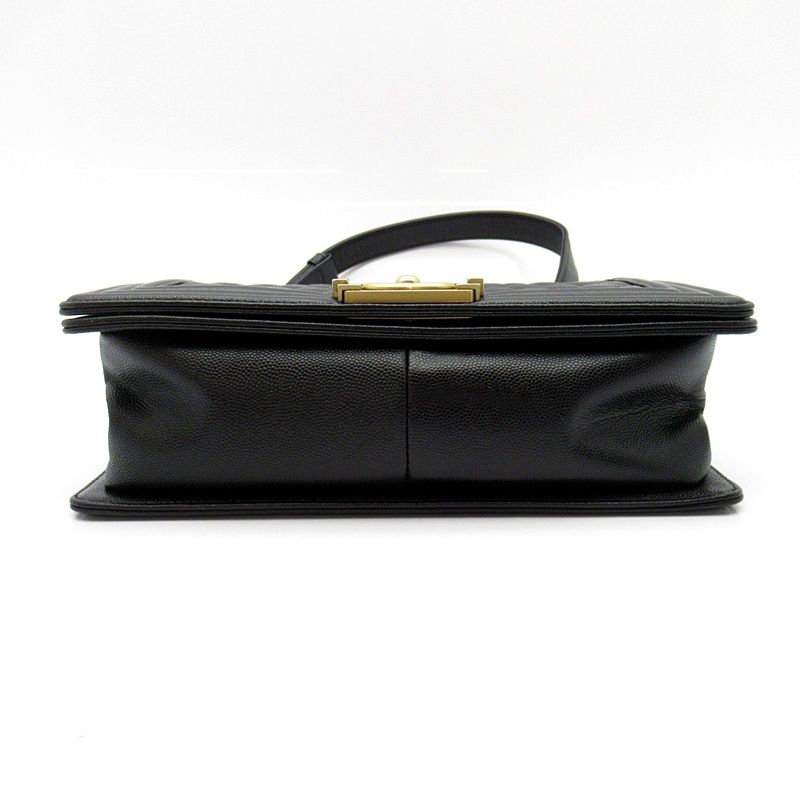 Chanel Boy Chain Shoulder Bag Caviar Leather Black — view 6