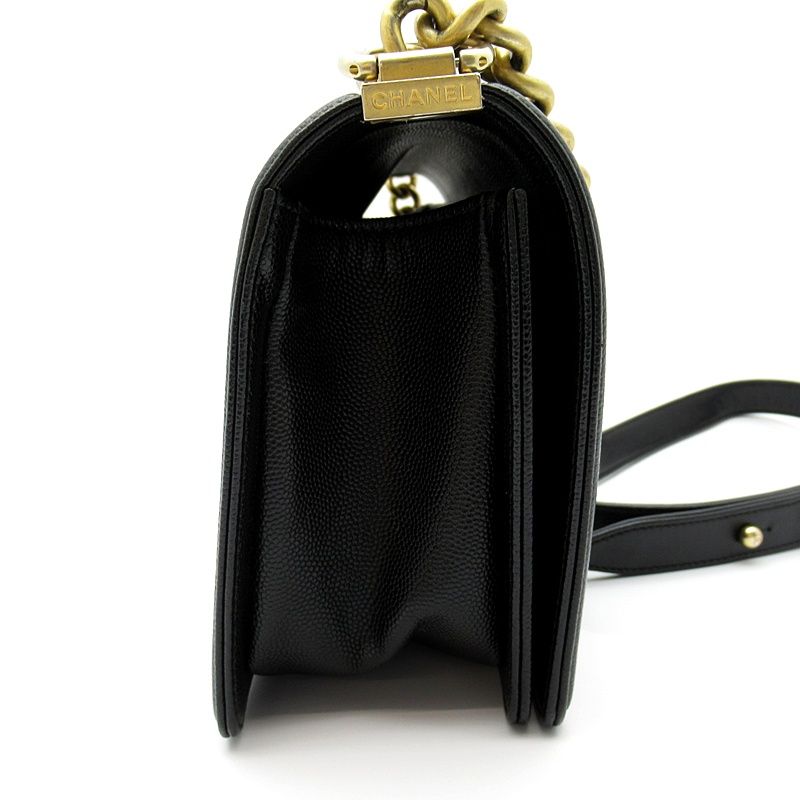 Chanel Boy Chain Shoulder Bag Caviar Leather Black — view 5