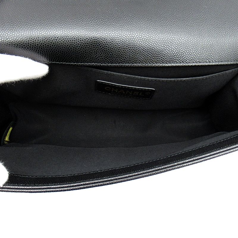 Chanel Boy Chain Shoulder Bag Caviar Leather Black — view 7