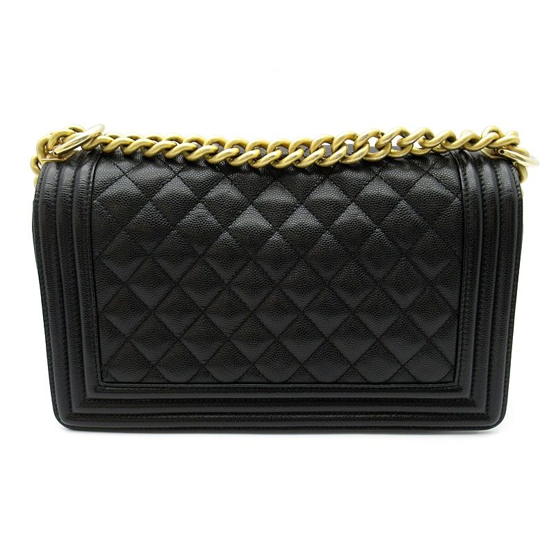 Chanel Boy Chain Shoulder Bag Caviar Leather Black — view 4